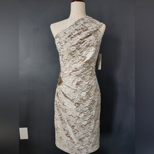 Eliza J Missy 6 Absolutely Stunning Party Dress Toga Champagne Gold Lace New NWT